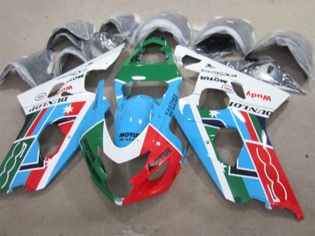 Suzuki GSXR 600 K1 K2 K3 01-03 Verkleidungen - BlauGrün Weiß Motul Suzuki GSXR 600 K1 K2 K3 01-03 Verkleidungen - BlauGrün Weiß Motul