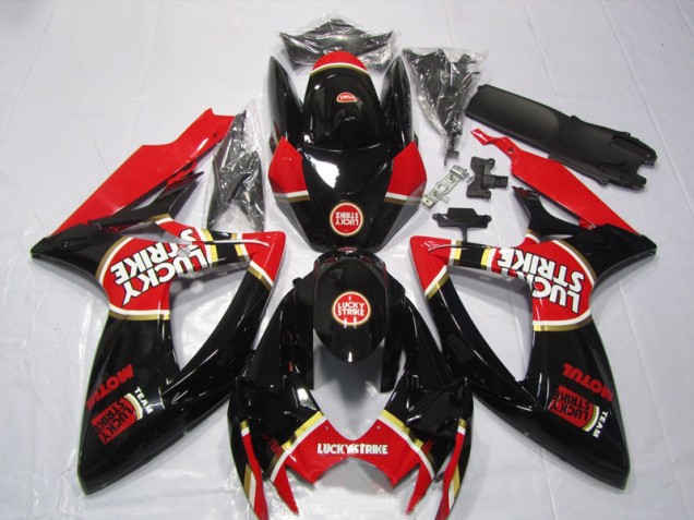 Suzuki GSXR 600 K6 06-07 Verkleidungen - Schwarz Rot Lucky Strike Motul