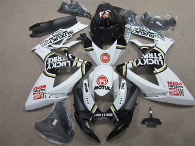 Suzuki GSXR 600 K6 06-07 Verkleidungen - Schwarz Weiß Lucky Strike Motul
