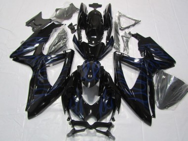 Suzuki GSXR 600 K8 08-10 Verkleidungen - Schwarze Blau Flamme