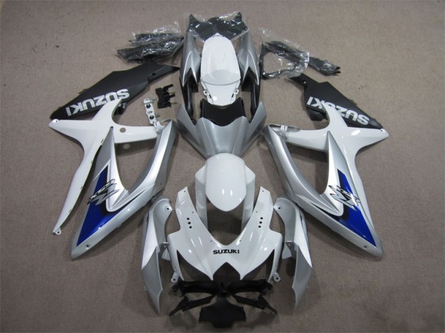 Suzuki GSXR 600 K8 08-10 Verkleidungen - Silber Blau Weiß Suzuki GSXR 600 K8 08-10 Verkleidungen - Silber Blau Weiß