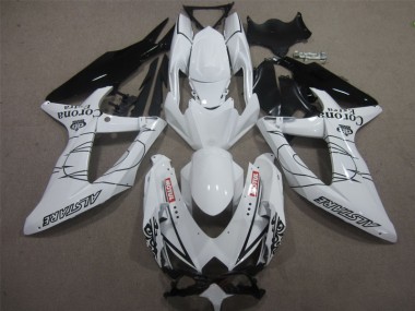 Suzuki GSXR 600 K8 08-10 Verkleidungen - Weiß Schwarz Corona Extra Motul