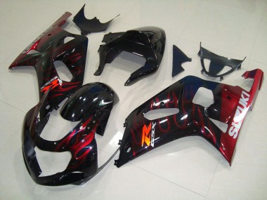 Suzuki GSXR 750 K1 K2 K3 01-03 Verkleidungen - Schwarz rote Flamme
