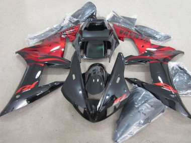 Yamaha R1 02-03 Verkleidungen - Schwarz Rot Aufkleber