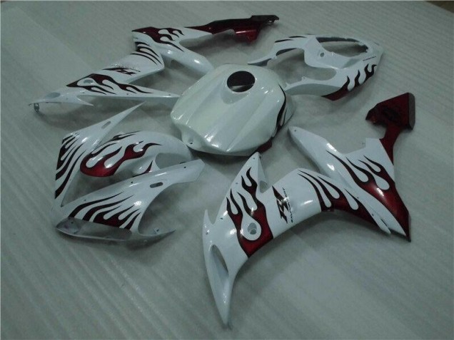 Yamaha R1 04-06 Verkleidungen - Weiß Rot Flamme