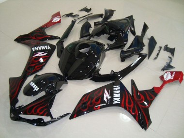 Yamaha R1 07-08 Verkleidungen - Glänzend Schwarz Flamme