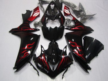 Yamaha R1 07-08 Verkleidungen - Schwarz rote Flamme