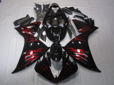 Yamaha R1 09-11 Verkleidungen - Schwarz rote Flamme