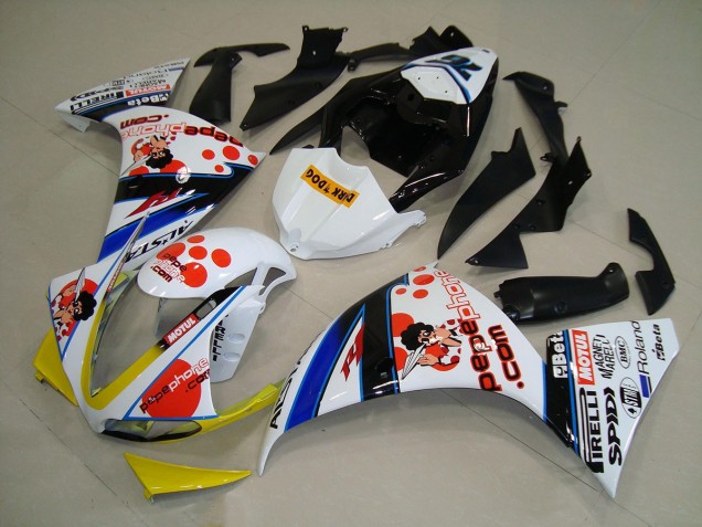 Yamaha R1 09-11 Verkleidungen - Weiß Schwarz Pepe Phone Yamaha R1 09-11 Verkleidungen - Weiß Schwarz Pepe Phone