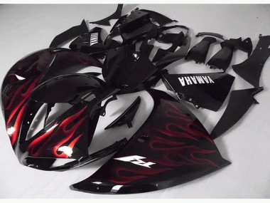 Yamaha R1 12-14 Verkleidungen - Rote Schwarz Flamme