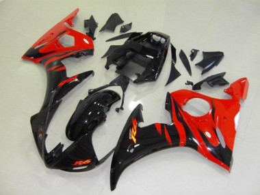 Yamaha R6 03-05 Verkleidung - Schwarz rote Flamme