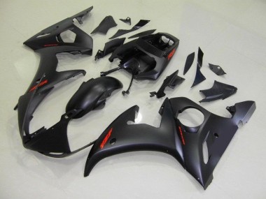 Yamaha R6 03-05 Verkleidungen - Matt Schwarze und rote Aufkleber