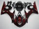 Yamaha R6 03-05 Verkleidungen - Schwarz rote Flamme