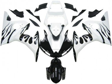 Yamaha R6 03-05 Verkleidungen - Weiß Flamme Schwarz