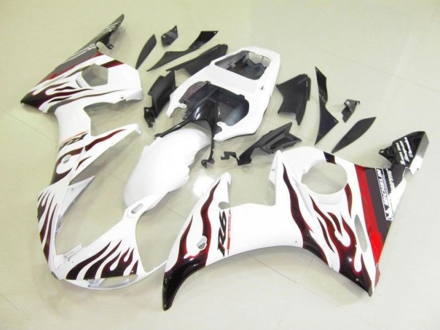 Yamaha R6 03-05 Verkleidungen - Weiß Und Flamme Yamaha R6 03-05 Verkleidungen - Weiß Und Flamme