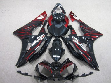 Yamaha R6 06-07 Verkleidung - Schwarz rote Flamme