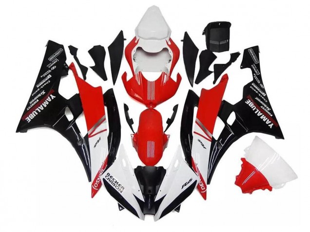Yamaha R6 06-07 Verkleidung - Weiß Rot Schwarz Yamaha R6 06-07 Verkleidung - Weiß Rot Schwarz