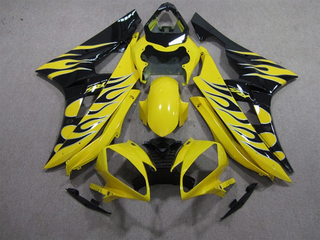 Yamaha R6 06-07 Verkleidungen - Gelb Schwarz Flamme Yamaha R6 06-07 Verkleidungen - Gelb Schwarz Flamme