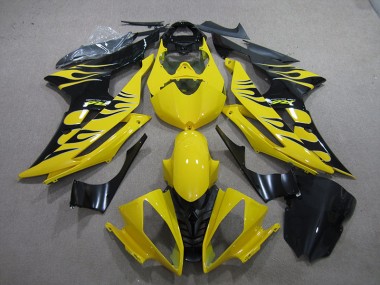 Yamaha R6 08-16 Verkleidungen - Gelb Schwarz Flamme