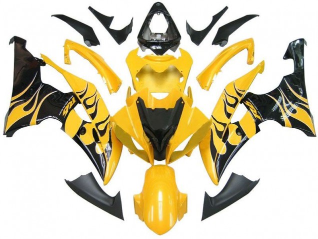 Yamaha R6 08-16 Verkleidungen - Gelb Schwarz Flamme R6 Yamaha R6 08-16 Verkleidungen - Gelb Schwarz Flamme R6
