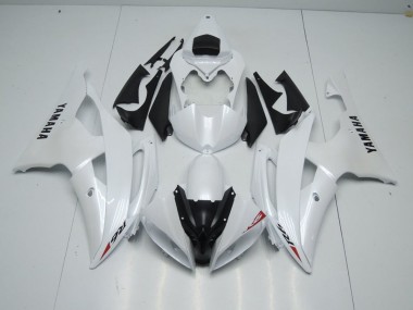 Yamaha R6 08-16 Verkleidungen - Perl Weiß und roter Aufkleber
