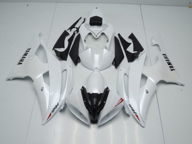 Yamaha R6 08-16 Verkleidungen - Perl Weiß und roter Aufkleber
