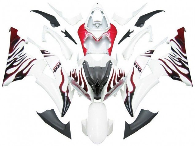 Yamaha R6 08-16 Verkleidungen - Weiß Rot Flamme R6 Yamaha R6 08-16 Verkleidungen - Weiß Rot Flamme R6