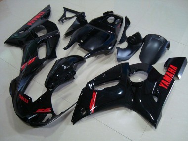 Yamaha R6 98-02 Verkleidung - Glänzend Schwarz Rote Aufkleber
